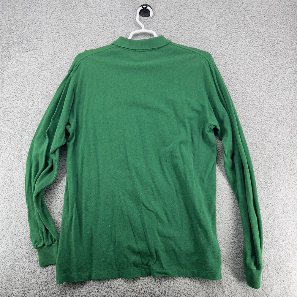 VTG Polo By Ralph Lauren Polo Shirt Mens Medium Green Long Sleeve Cotton 90s Y2K
